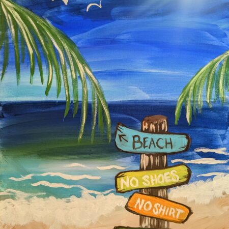 Example Painting - Beach scene with signpost